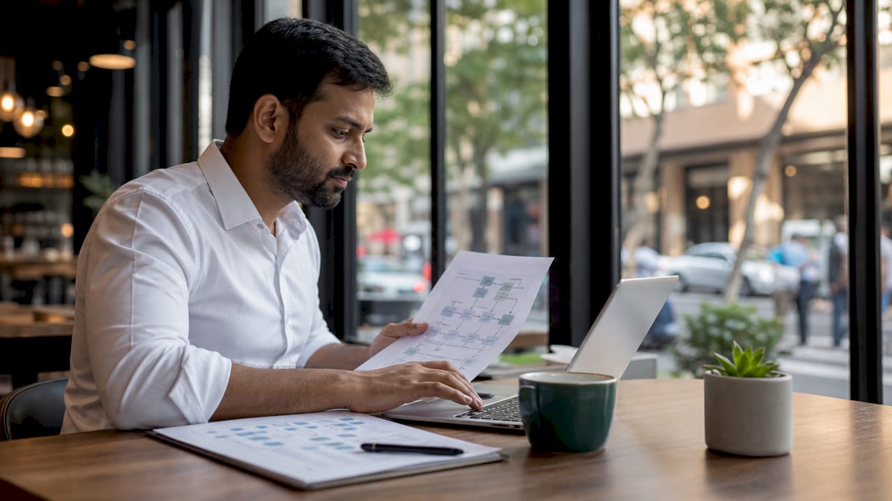 Professional man working on AI copilot workflows