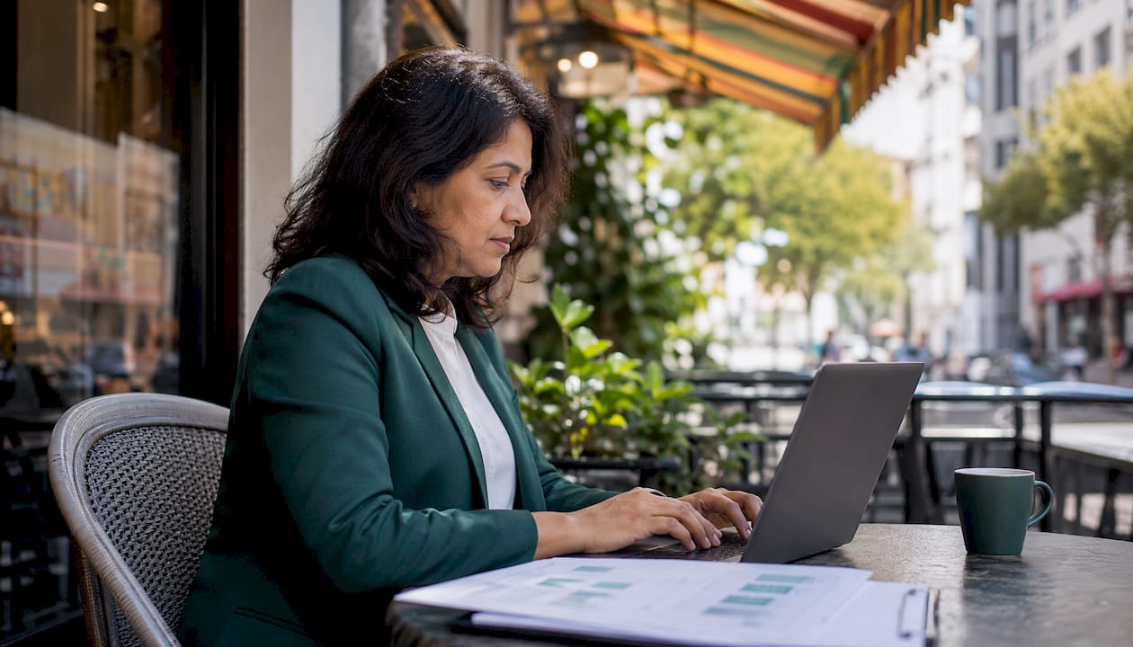 Professional woman using Microsoft 365 workflow tools
