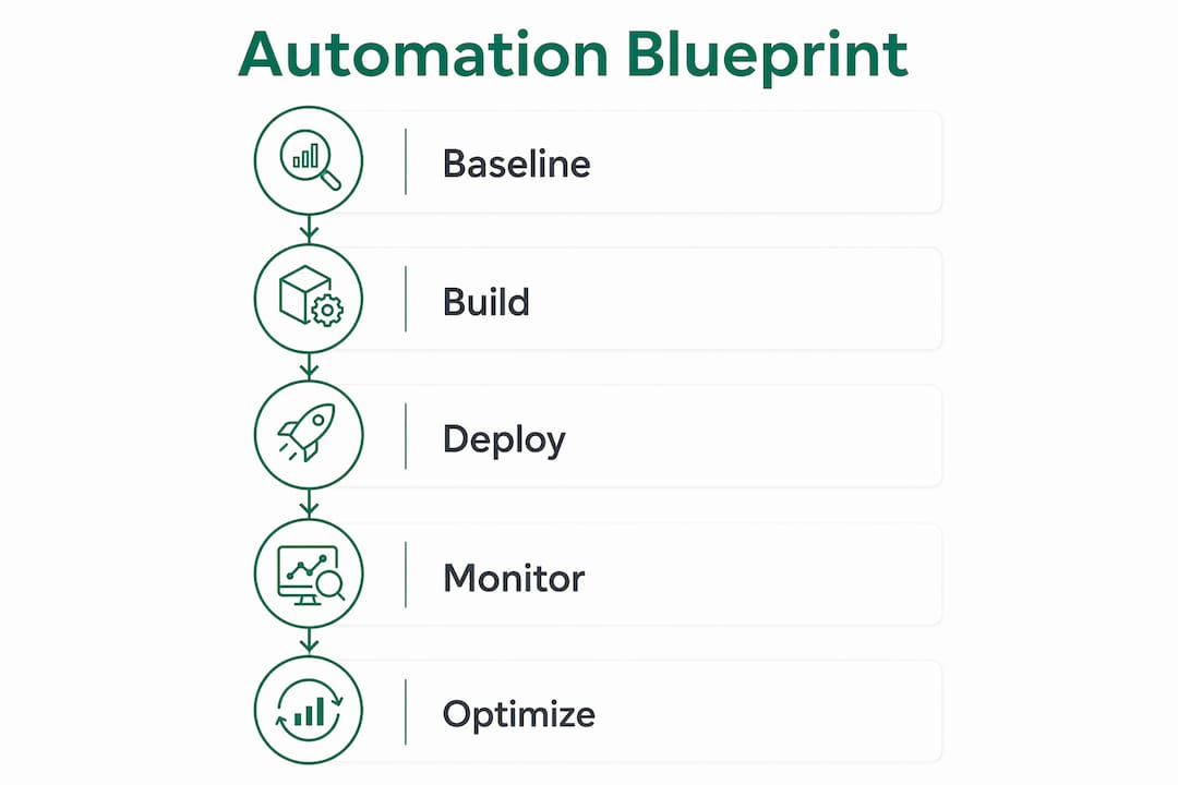 Infographic outlining n8n automation blueprint steps