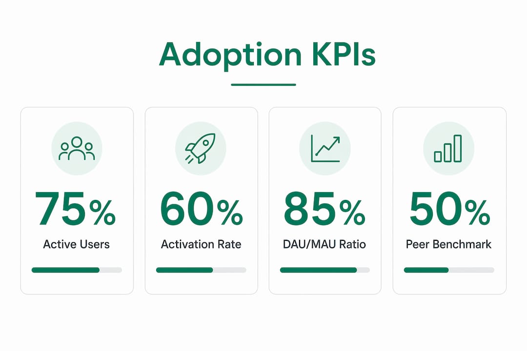 Infographic showing Microsoft 365 adoption KPIs