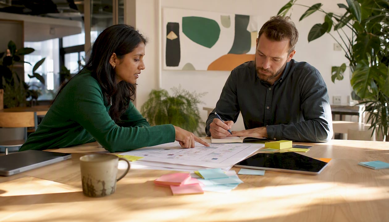 Team reviewing connector architecture diagrams