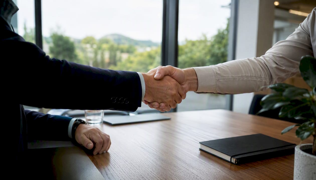Handshake symbolizing trusted invitation