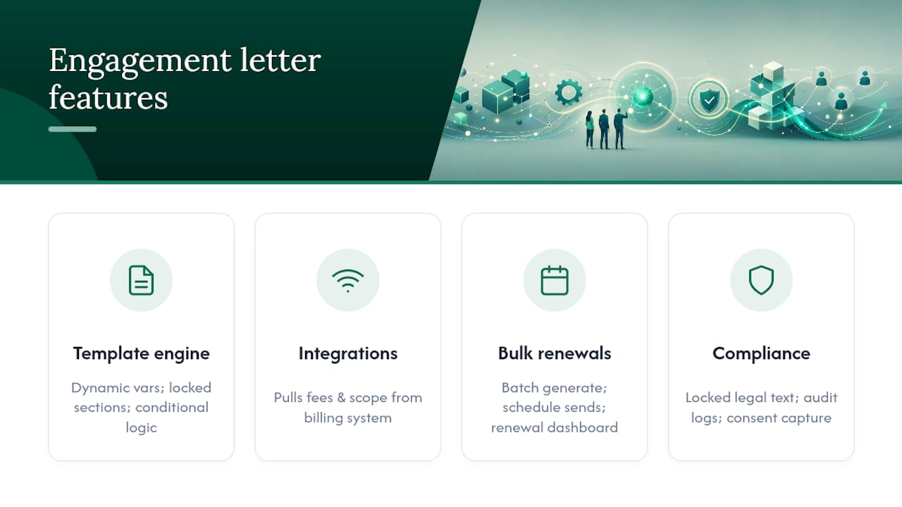 Checklist of engagement letter template features